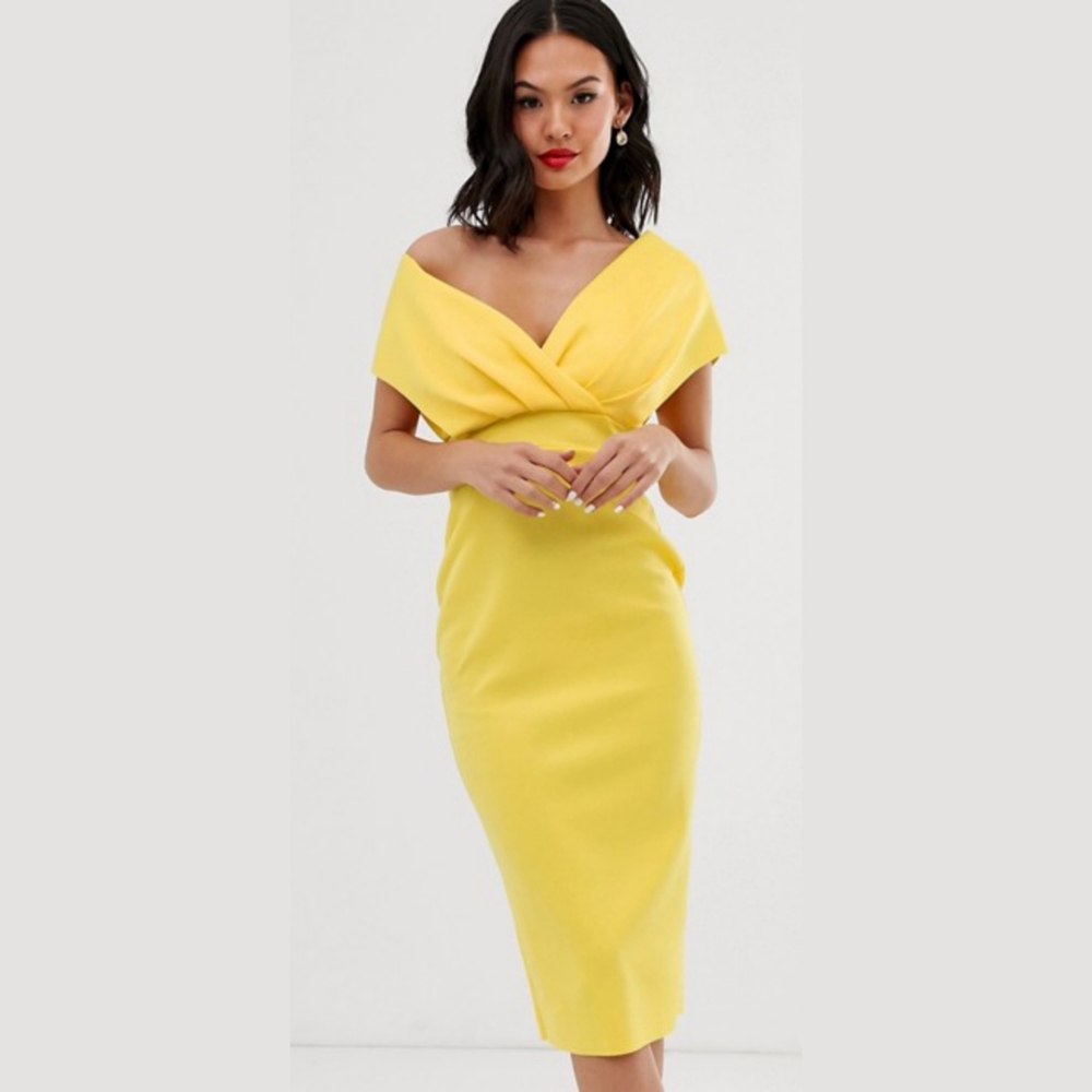 USED ASOS DESIGN Midi Pencil Dress; SIZE: 4